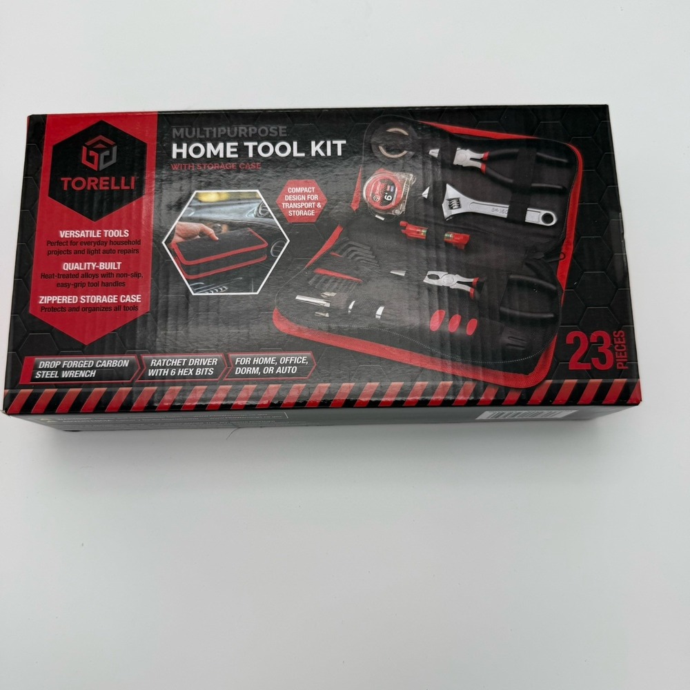 Torelli 23-Piece Multipurpose Home Tool Kit Pliers Wrench Driver Storage Case
